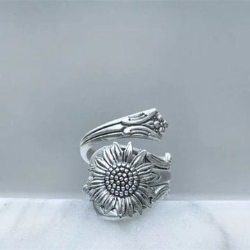 AliExpress Rings Sunflower Spoon Ring Silver Tone